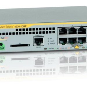 Коммутатор Allied Telesis L2+ managed switch, 8 Port 10/100/1000Mbps POE, 2 x SFP uplink slots, 1 Fixed AC power supply (124W) EU Power cord