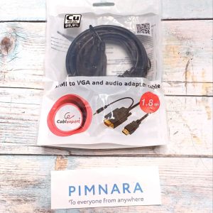 Кабель HDMI-VGA Cablexpert A-HDMI-VGA-03-6, 19M/15M + 3.5Jack, медь, позол.разъемы, 1.8м, черный, пакет