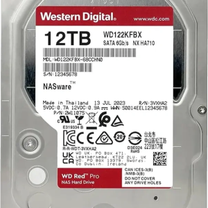 Жесткий диск WD 12 Тб, 3.5", Western Digital NAS Red Pro SATA-III, 7200 об/мин, кэш 512 Мб (WD122KFBX)